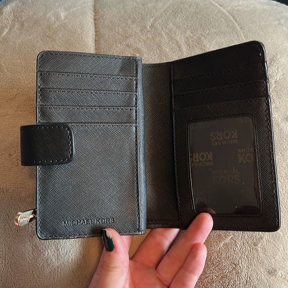 Michael Kors Black Leather Wallet Gold Hardware - Picture 2 of 4